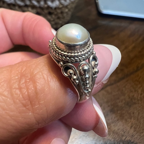 Pearl Sterling Silver Ring Size 6.5 - Picture 10 of 10